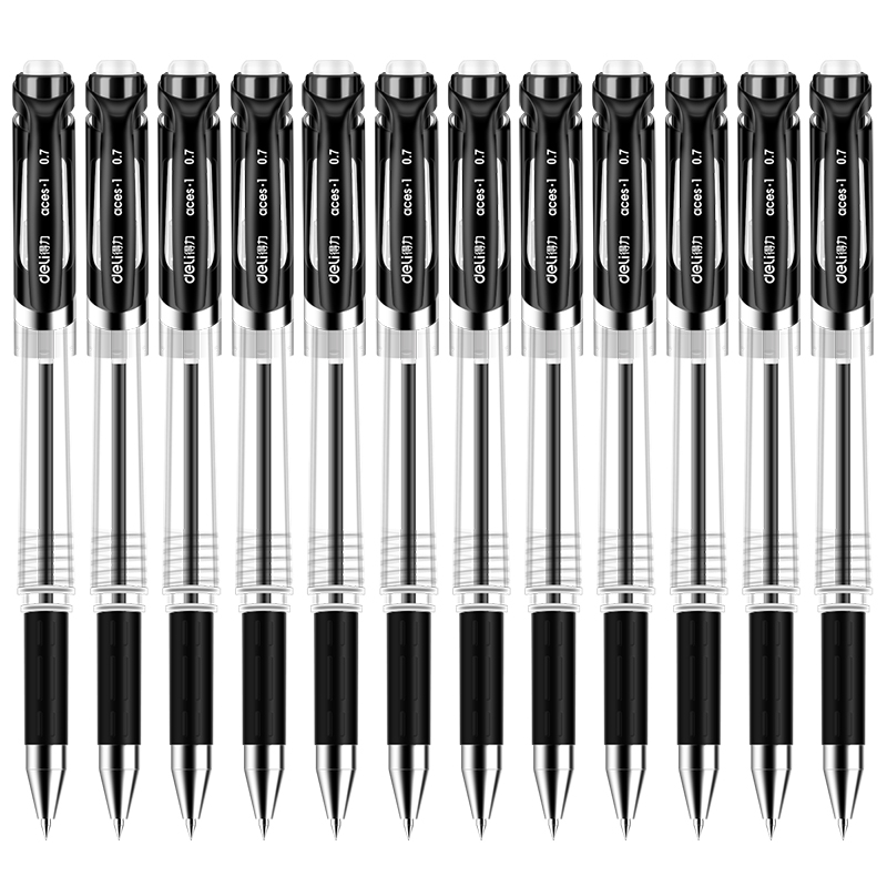得力S20 S21  S761  0.7mm办公中性笔水笔签字笔 12支/盒黑色 办公用品S20